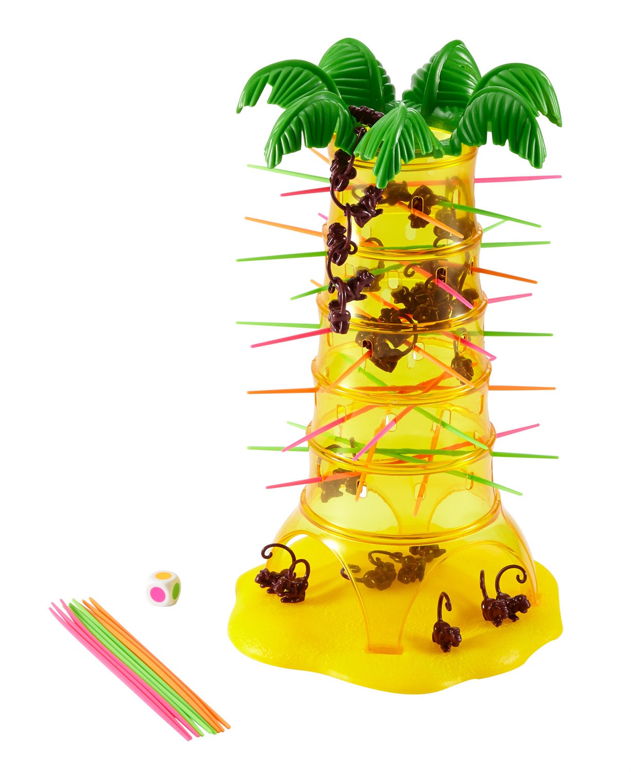 Mattel Games - Salva le Scimmie, Gioco da Tavolo per 2-4 Giocatori con 30 Scimmie, 30 Bastoncini Colorati e Dado Speciale, Giocattolo per Bambini 5 Anni