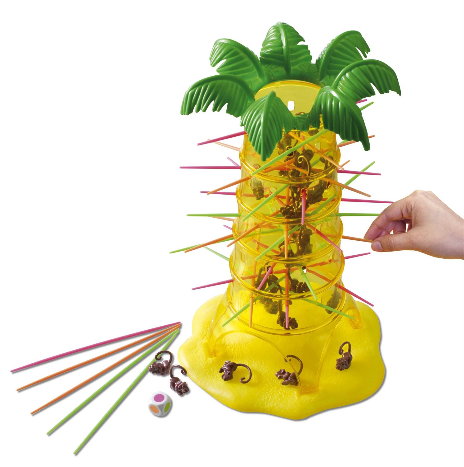 Mattel Games - Salva le Scimmie, Gioco da Tavolo per 2-4 Giocatori con 30 Scimmie, 30 Bastoncini Colorati e Dado Speciale, Giocattolo per Bambini 5 Anni