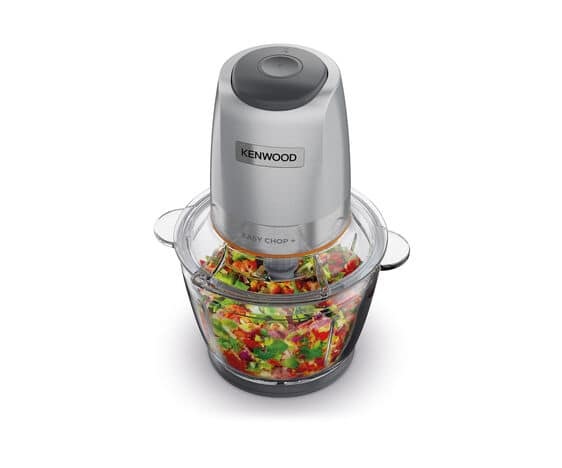Kenwood EasyChop CHP62.400SI Tritatutto Elettrico 500W con Ciotola in Vetro da 0,6L, 2 Velocità, Funzione Tritaghiaccio, Lame Quad Blade in Acciaio Inox, Argento