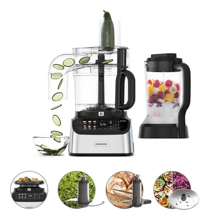 Kenwood MultiPro OneTouch FDM73.480SS Robot da Cucina Multifunzione 1000 W 3 L Argento con 8 Accessori, Velocità Variabile e Bilancia Digitale Integrata