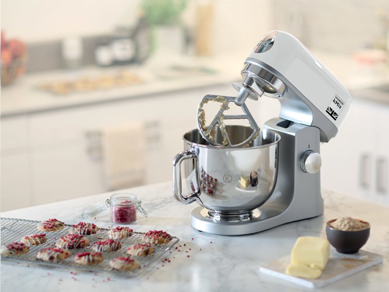 Kenwood KMX750WH Robot da Cucina Planetario 1000 W 5 L Bianco con Ciotola in Acciaio e 3 Ganci di Miscelazione