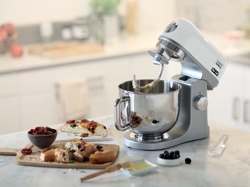 Kenwood KMX750WH Robot da Cucina Planetario 1000 W 5 L Bianco con Ciotola in Acciaio e 3 Ganci di Miscelazione
