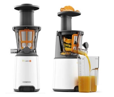 Kenwood JMP400WH PureJuice Estrattore di Succo a Freddo 140 W con Passino, Funzione Risciacquo, Contenitore Raccogli Polpa 1,3L e Contenitore Succo 1L - Nero e Bianco