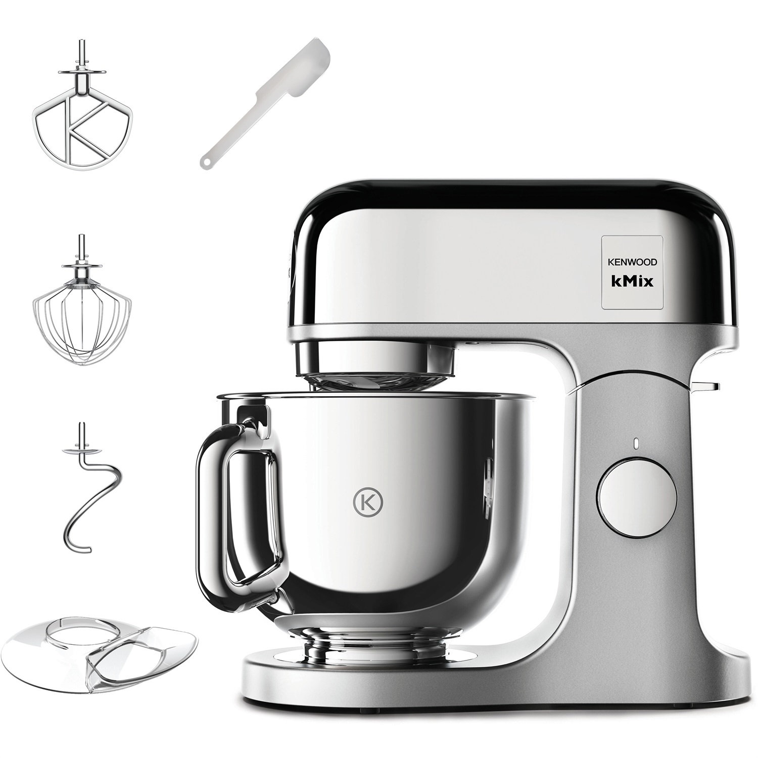 Kenwood KMX760CH Robot da Cucina 1000 W 5 L Cromo, Grigio - Impastatrice Planetaria con 6 Velocità e Accessori in Acciaio Inox