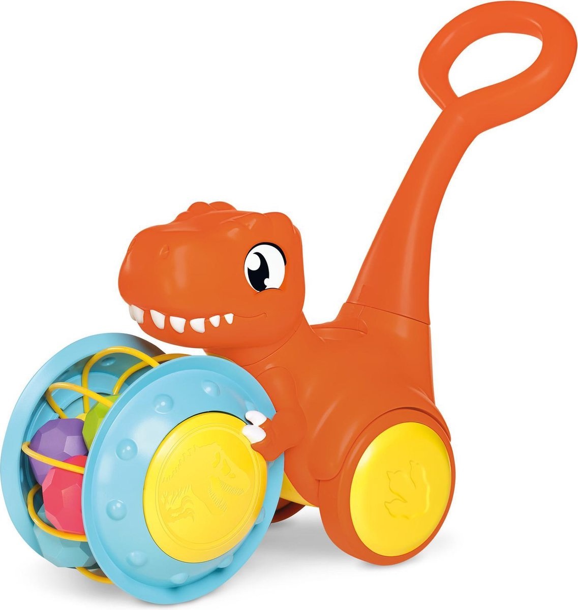 Toomies E73254 Pic & Push T-Rex - Giocattolo Educativo Push & Go per Bambini 12 mesi, Dinosauro Colorato con 5 Palline, Jurassic World