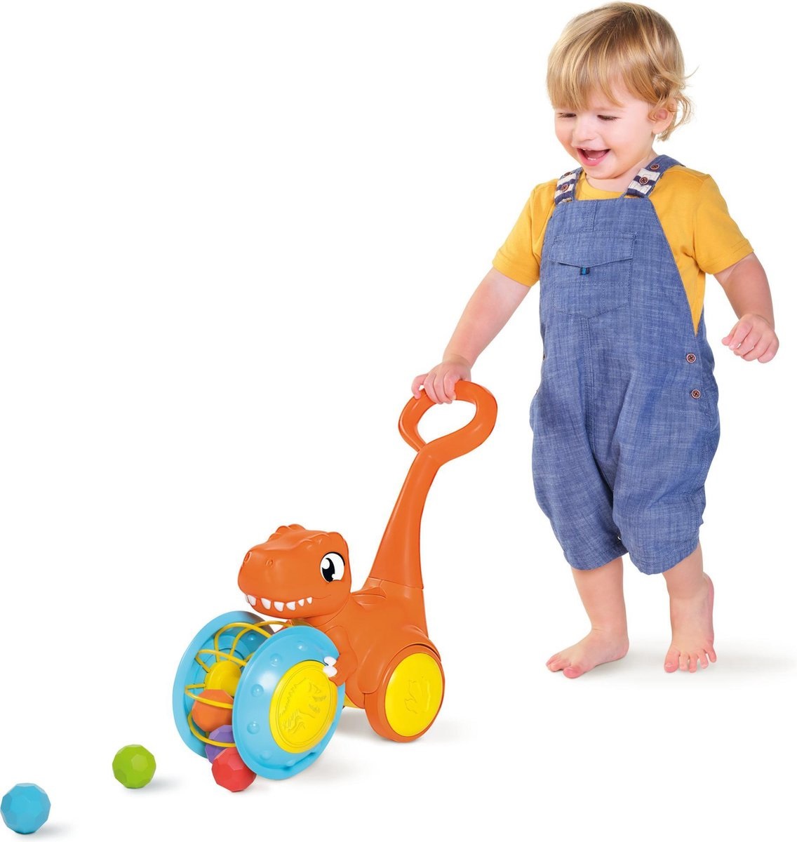 Toomies E73254 Pic & Push T-Rex - Giocattolo Educativo Push & Go per Bambini 12 mesi, Dinosauro Colorato con 5 Palline, Jurassic World