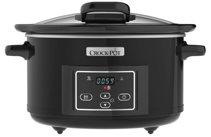 Crock-Pot CSC052X Pentola per Cottura Lenta 4.7L, Nero e Argento, Ceramica, 220W, Fino a 6 Persone, Coperchio con Cerniera