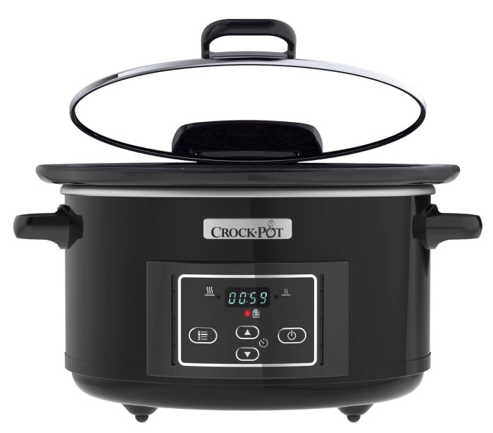 Crock-Pot CSC052X Pentola per Cottura Lenta 4.7L, Nero e Argento, Ceramica, 220W, Fino a 6 Persone, Coperchio con Cerniera