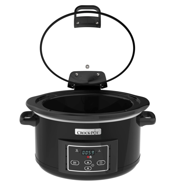 Crock-Pot CSC052X Pentola per Cottura Lenta 4.7L, Nero e Argento, Ceramica, 220W, Fino a 6 Persone, Coperchio con Cerniera