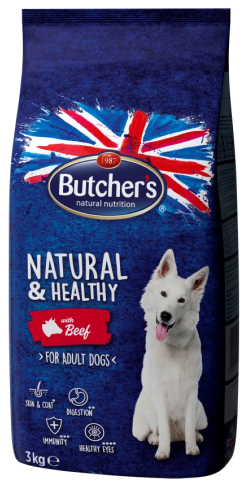Butcher's Natural & Healthy 10 kg - Alimento Secco Completo per Cani Adulto con Manzo di Alta Qualità