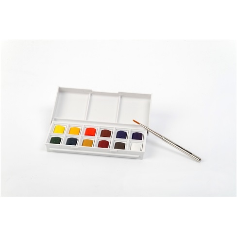 Winsor & Newton Set di Acquerelli Cotman Sketchers 12 Mezzi Godet Pennello - Colori Assortiti