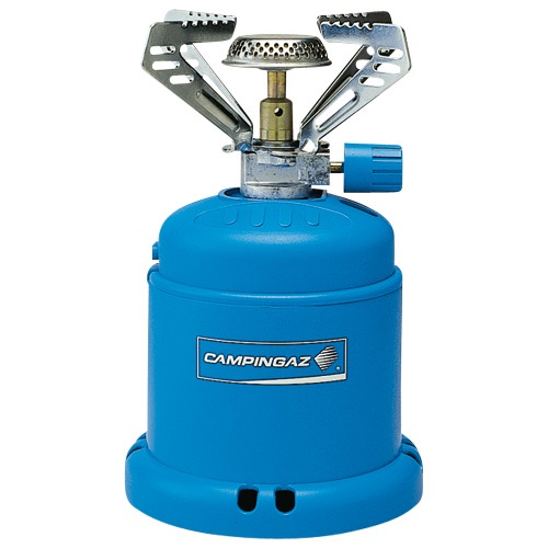 Campingaz Fornello a Gas Camping 206 S - 1200W, Leggero, Blu, Stabile Supporto in Plastica con Stabilizzatore in Acciaio Inossidabile, Autonomia 2 Ore, Peso 280g
