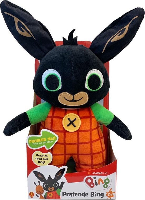 Bing Peluche Parlante Interattivo 30 cm - Adatto da Nascita, Conosce 15 Parole e Frasi, Morbido Tessuto