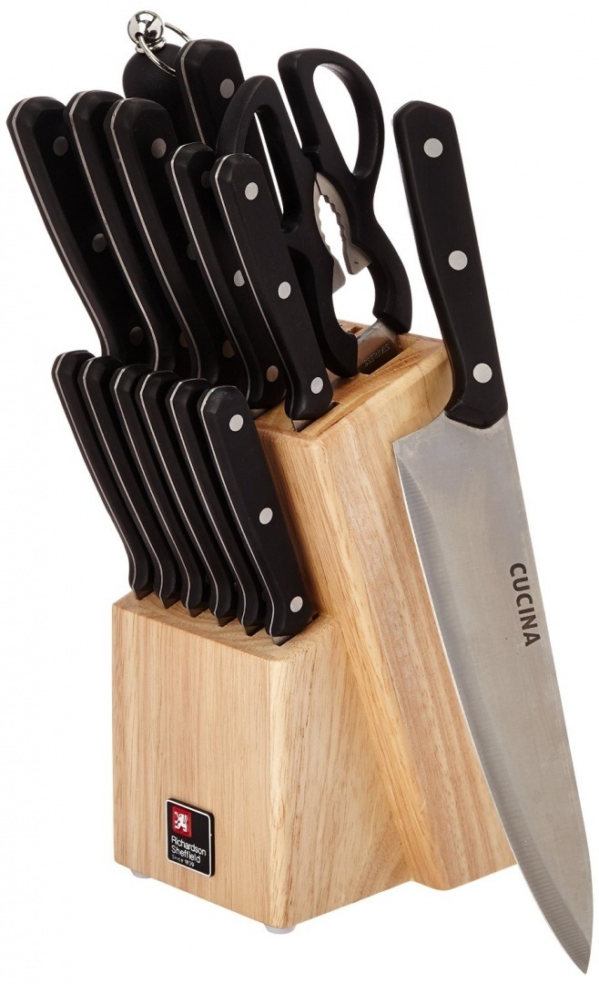 Richardson Sheffield Set di Coltelli da Cucina con 15 Pezzi e Blocco in Legno Massiccio