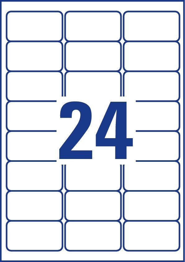 Avery L4773-20 Etichette Adesive in Poliestere Bianco 63,5x33,9 mm - 24 Etichette per Foglio - Confezione da 20 Fogli - Permanenti e Resistenti per Uso Esterno