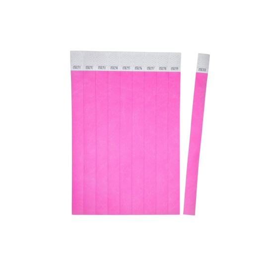 Avery Braccialetti Identificativi in Tyvek® Rosa Fluo - 500 Pezzi, Resistenti all'Acqua, Antistrappo, Adattabili a Tutte le Taglie