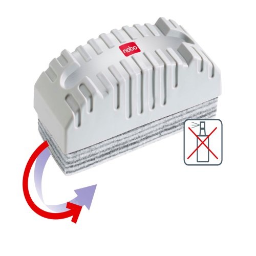 Nobo Cancellino Easypeel con 10 Feltrini Rimovibili per Lavagna Bianca - Dimensioni 9x21x6,2 cm