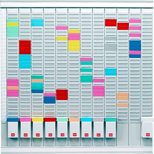 Nobo Professional Planner - 80 x 73 x 1,5 cm - 100 schede indice bianche e 1000 schede indice colorate - Pianificazione annuale e mensile con schede a T