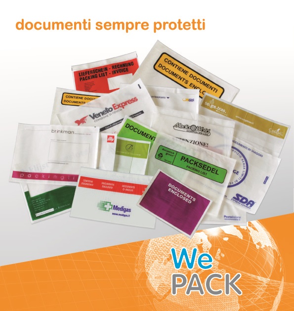 WePack 240135100N Buste Autoadesive Portadocumenti Trasparenti 100 pz - 24x13,5 cm, Spessore 40 micron, Chiusura Adesiva