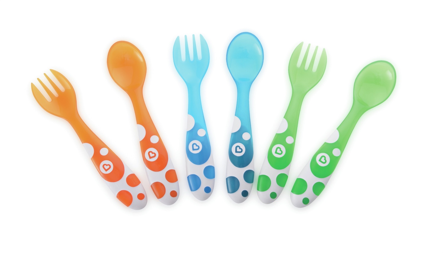 Munchkin Set Stoviglie per Bambini 6 pz - Forchetta e Cucchiaio per Auto-svezzamento, Materiale Resistente e Facile da Lavare