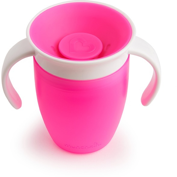 Munchkin Miracle 360° Tazza da allenamento Rosa 207 ml - Senza BPA, A prova di perdite, per bambini da 6 mesi