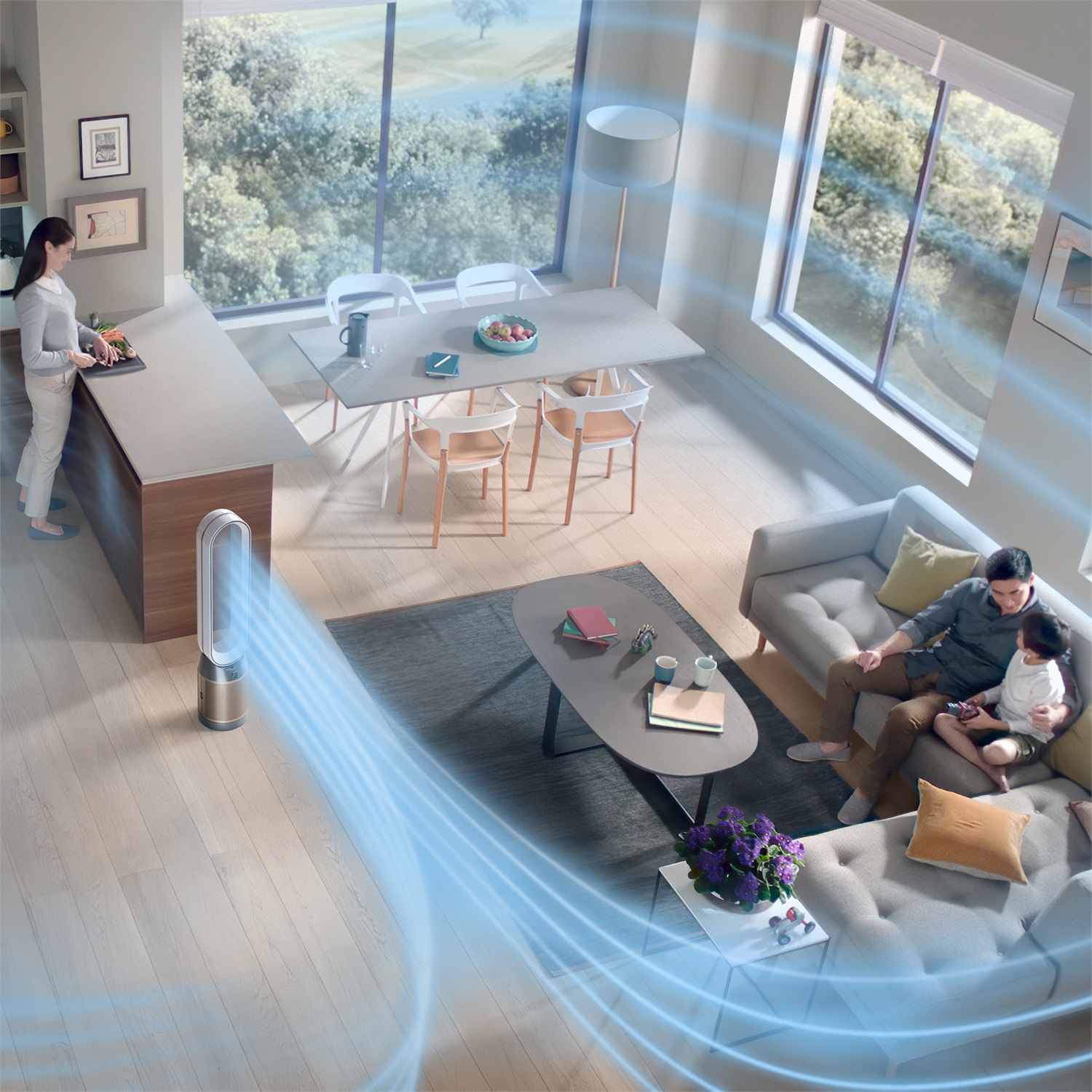 Dyson TP09 Purifier Cool™ Formaldehyde - Purificatore e Ventilatore da Torre, 40 W, Filtro HEPA H13, 10 Velocità, Sensore di Formaldeide, WiFi e Bluetooth