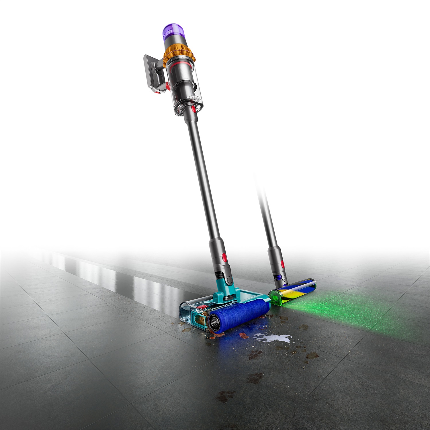 Dyson V15s Detect Submarine Aspirapolvere e Lavapavimenti Senza Filo, Ciclonico, Potenza 660 W, Nichel/Giallo, Senza Sacco