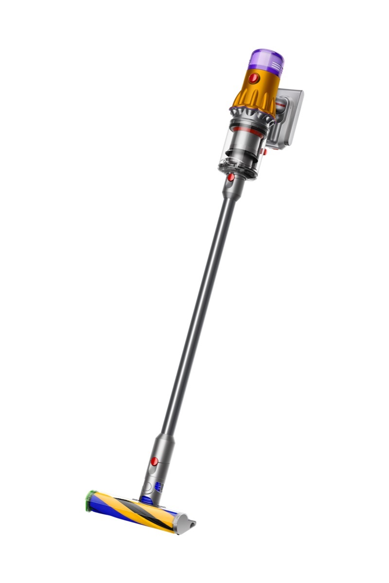 Dyson V12 Detect Slim Absolute - Aspirapolvere Senza Filo, Nichel/Giallo, 150 AW, Tecnologia Ciclonica, LCD, 60 Minuti di Autonomia