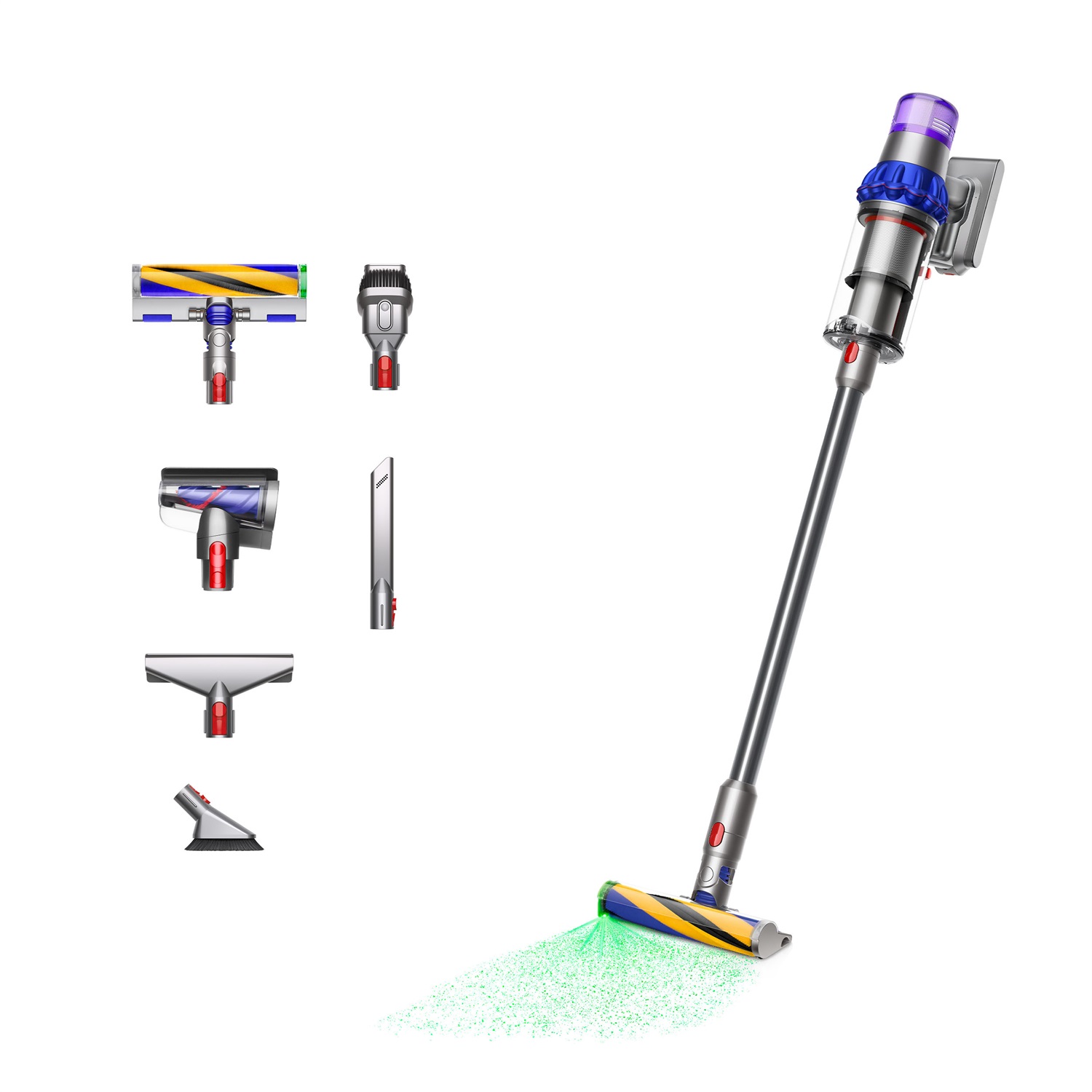 Dyson V15 Detect Fluffy Aspirapolvere senza filo 2 in 1, Potenza di aspirazione 240 AW, Autonomia fino a 60 minuti, Senza sacchetto, Blu/Nichel
