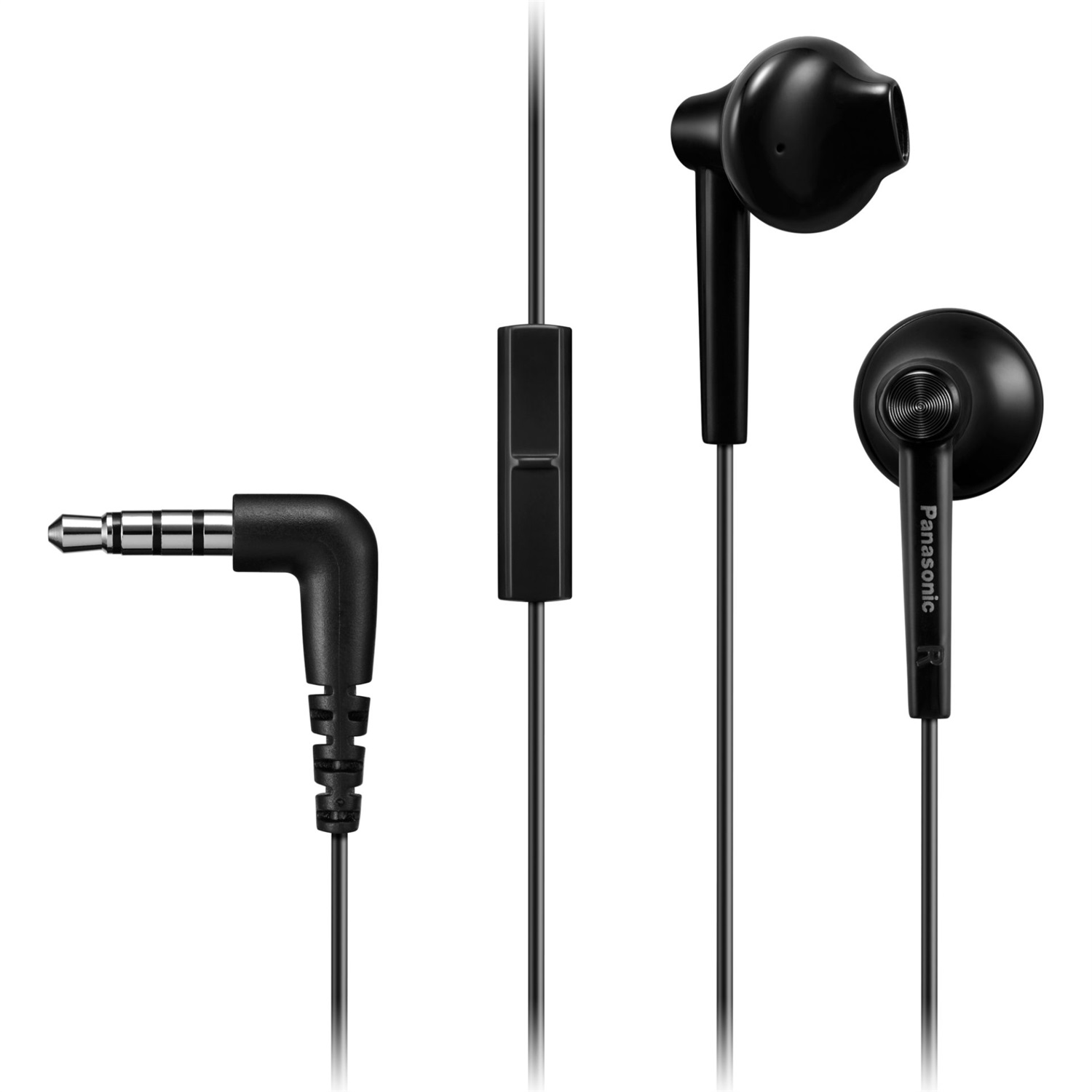 Panasonic RP-TCM55E Auricolari In-Ear Nero con Microfono, Controllo Remoto, Cavo da 1.2 m e Driver da 14.3 mm