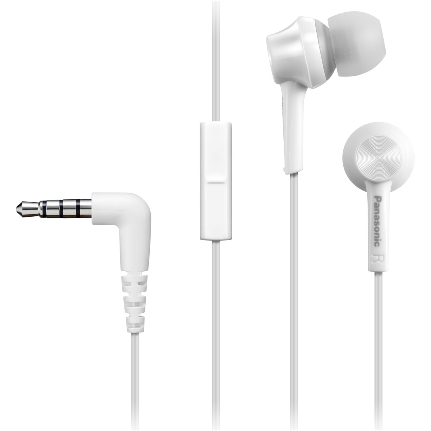 Panasonic RP-TCM115E Auricolari In-Ear Ergonomici con Microfono, Driver da 9 mm, Bassi Potenti, Cavo da 1,2 m, Colore Bianco