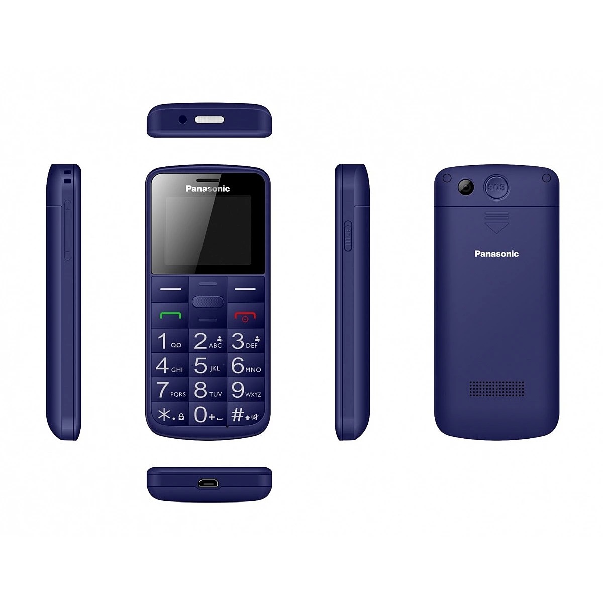 Panasonic KX-TU110 Cellulare Facilitato Blu - Display 1.77' a Colori, Dual SIM, Tasti Grandi, Chiamate Prioritarie, Tasto SOS, Resistente agli Urti, Batteria a Lunga Durata