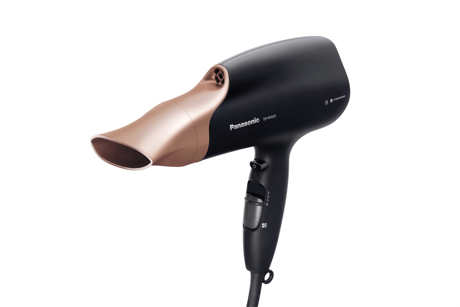 Panasonic EH-NA65CN825 Asciugacapelli Professionale 2000W con Tecnologia nanoe™, Colore Nero/Oro/Rosa, Diffusore e Concentratore Inclusi