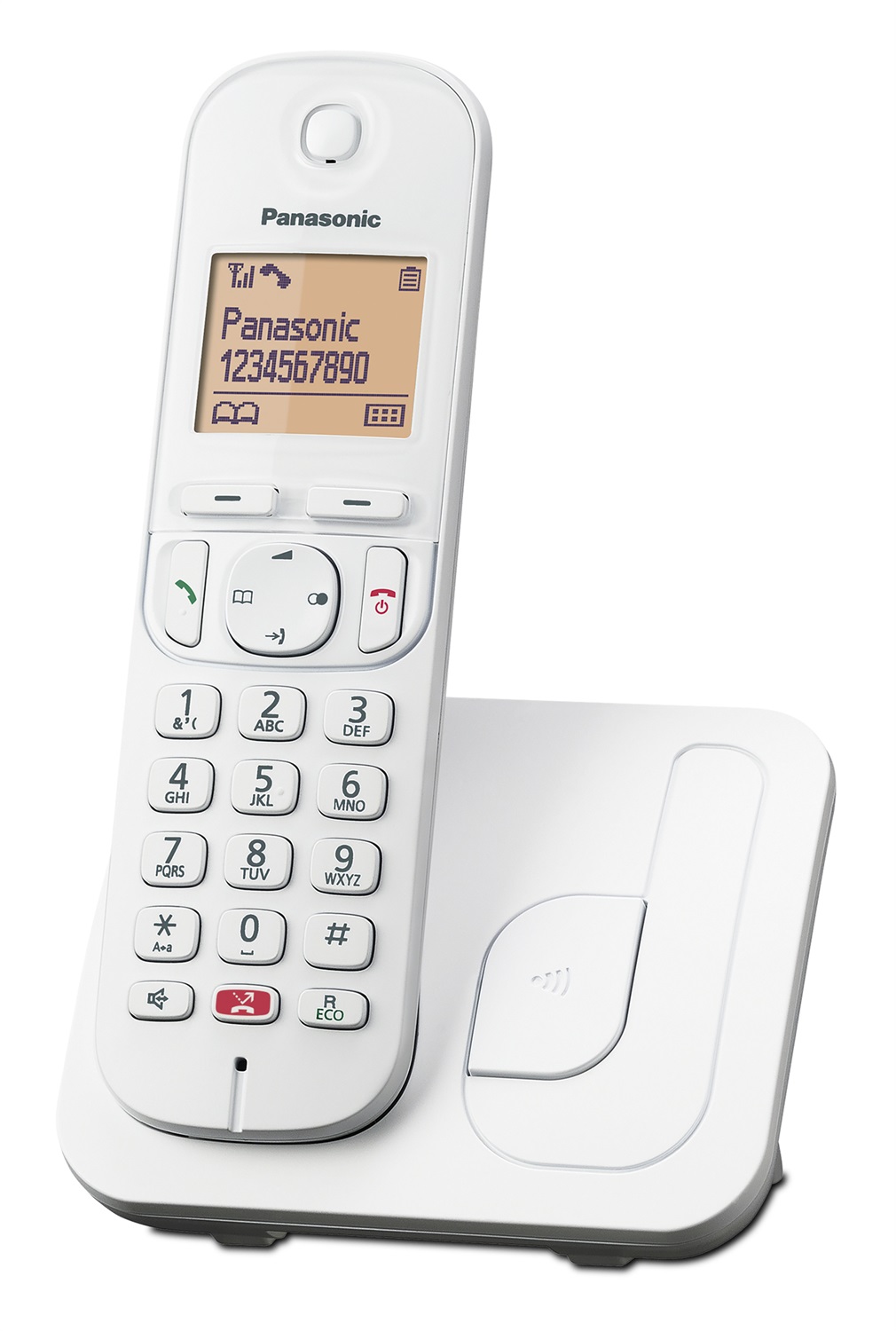 Panasonic KX-TGC250SPW Telefono Senza Fili Digitale per Anziani con Blocco Chiamate Non Desiderate, Schermo di Facile Lettura, Altoparlante Vivavoce e Sveglia - Bianco