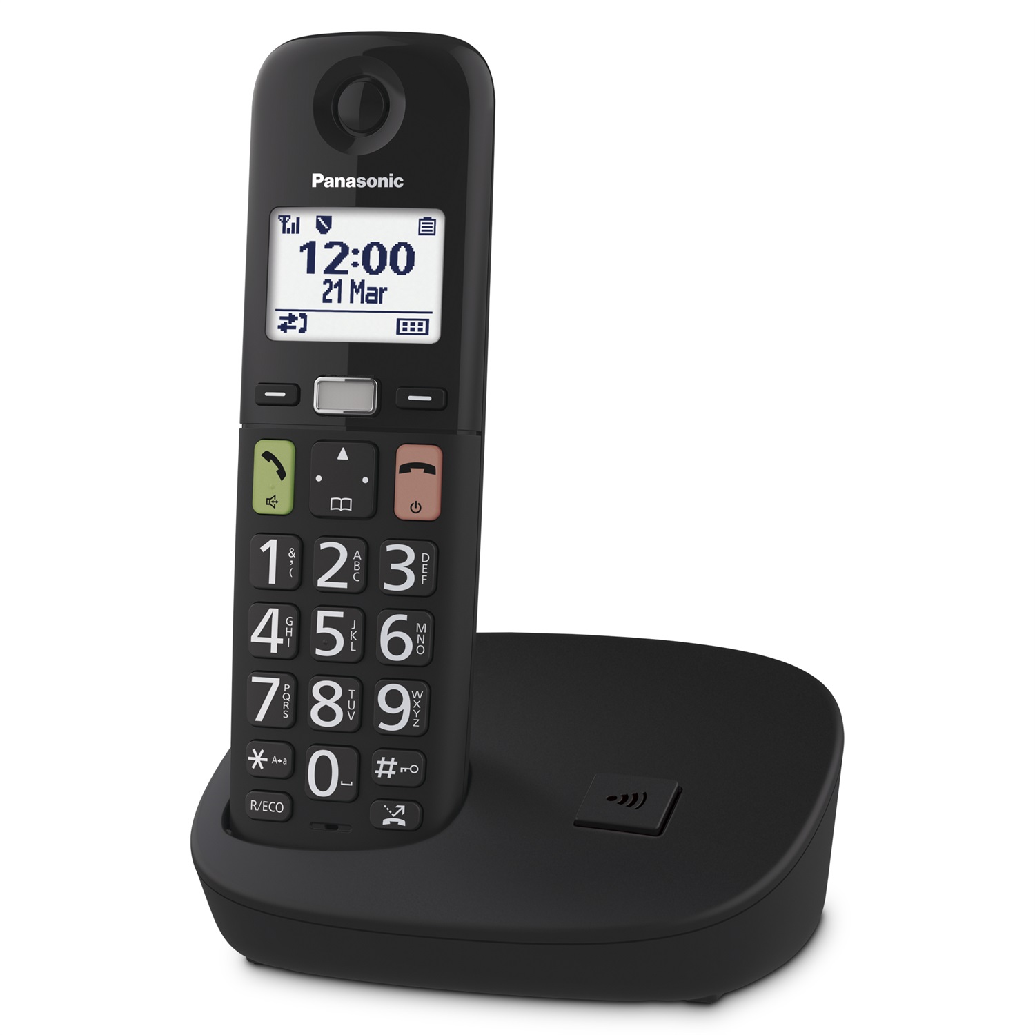Panasonic KX-TGU110EXB Telefono DECT Cordless Nero con Identificatore di Chiamata, Tasti Grandi e Display Retroilluminato