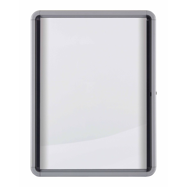 Nobo Bacheca Magnetica con Serratura, 8 x A4, Anta a Battente, Cornice in Alluminio e Vetro di Sicurezza, Bianco, 1902559