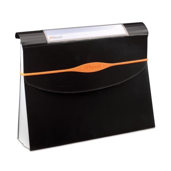 Rexel Optima Archiviatore a Soffietto 13 Tasche - Nero - Capacità 500 Fogli - Chiusura Sicura a Pressione