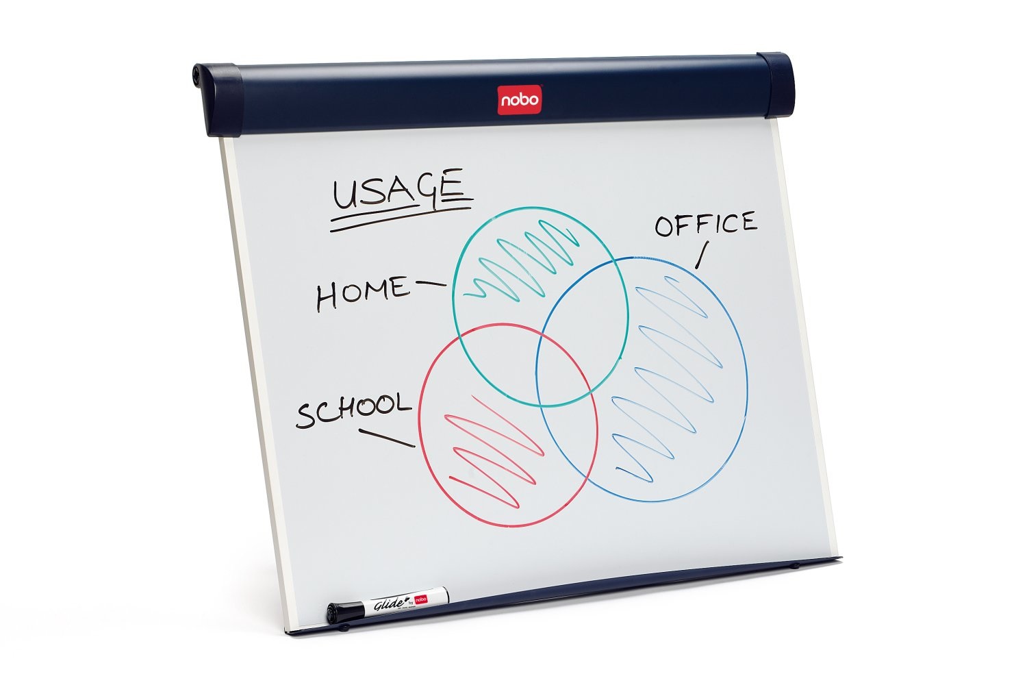 Nobo Barracuda Desktop - Portablocco a cavalletto 75x65,5 cm blu, lavagna a fogli mobili, cancellabile a secco e bacheca magnetica