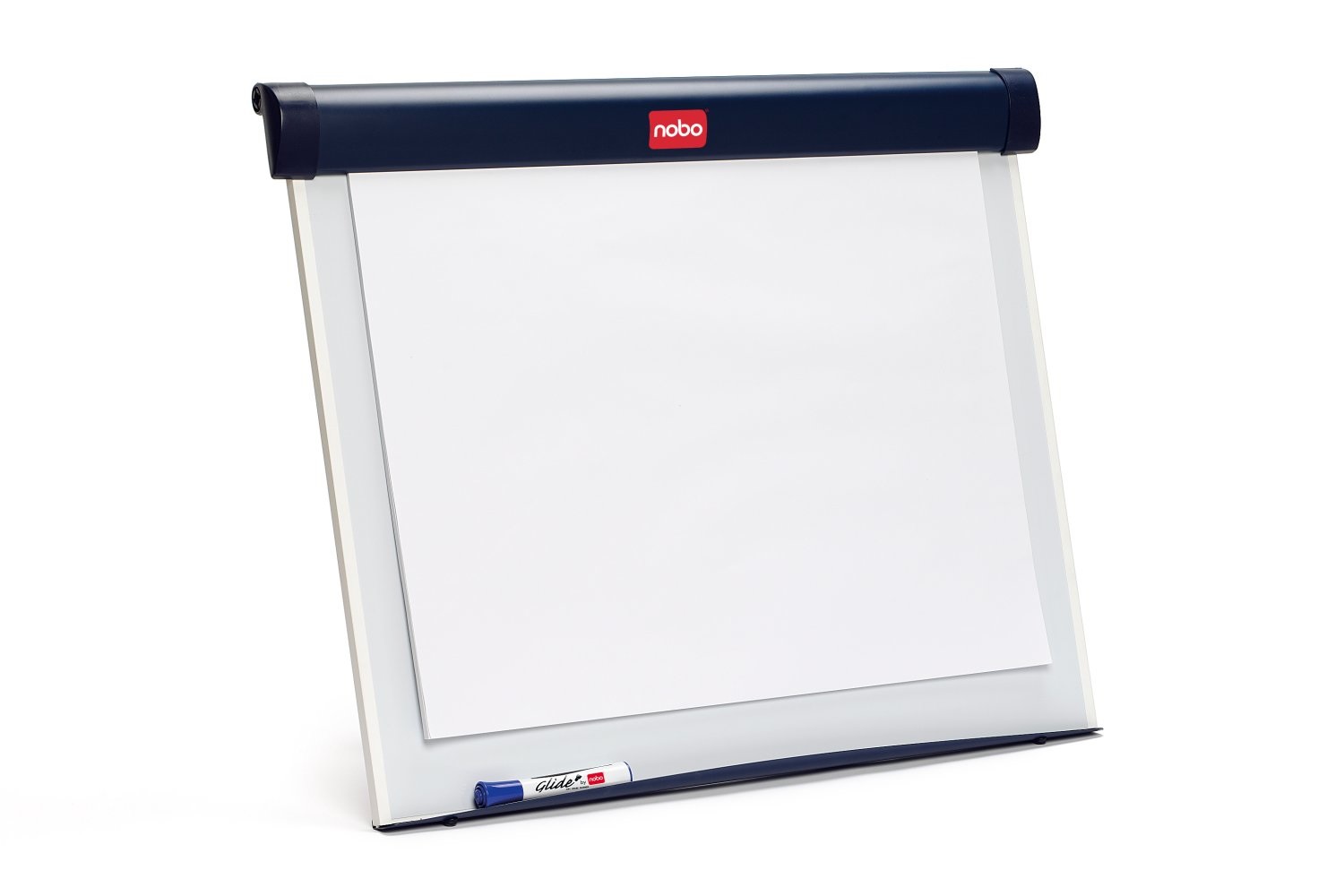 Nobo Barracuda Desktop - Portablocco a cavalletto 75x65,5 cm blu, lavagna a fogli mobili, cancellabile a secco e bacheca magnetica