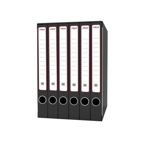 KING MEC GKM6300 Raccoglitore ad Anelli A4 Nero con 6 Cartelline a Tre Alette, Dimensioni 23,5x25x35 cm