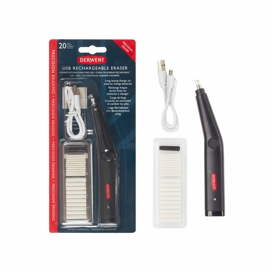Derwent Gomma Elettrica Ricaricabile USB 2305810 - Ottimale per Cancellare con Precisione, Qualità Professionale, Utilizzo Ambidestro