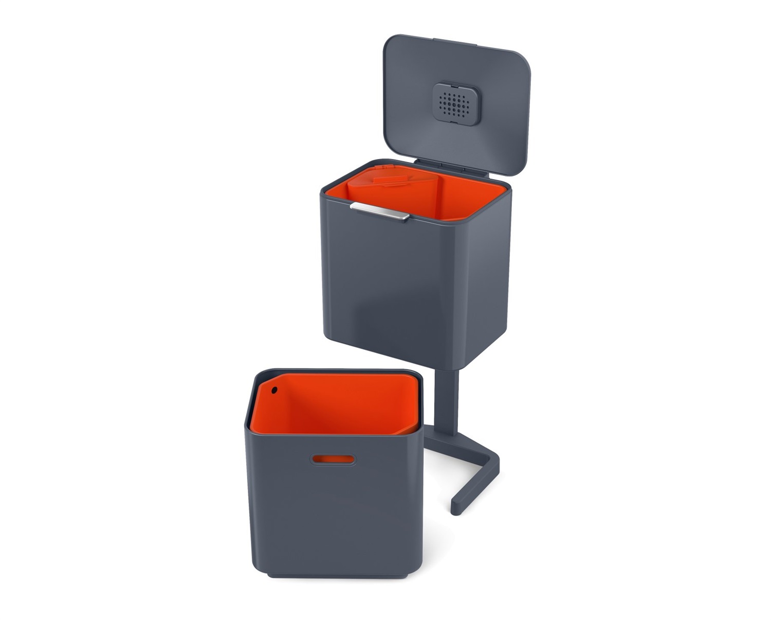 Joseph Joseph Totem Max Pattumiera da Cucina 60L con Filtro Anti-Odore, 3 Scomparti per Raccolta Differenziata, Colore Grafite