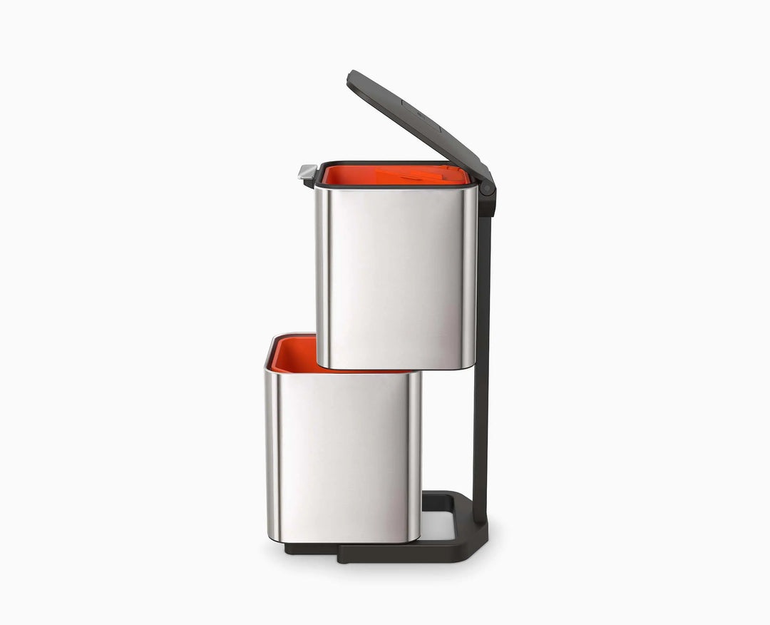 Joseph Joseph Totem Max Pattumiera da Cucina 40L Acciaio Inox con 3 Scomparti e Filtro Anti-Odore