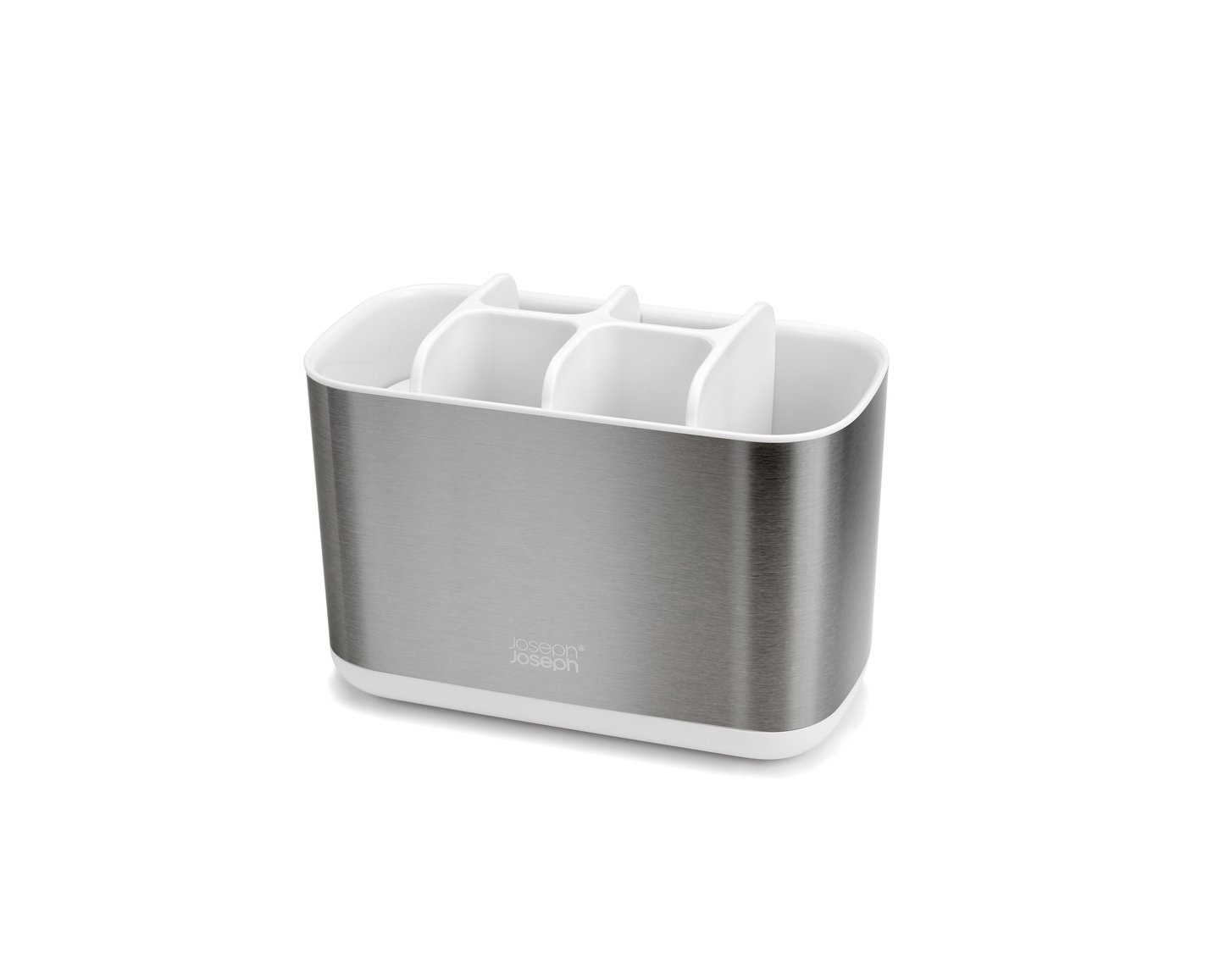 Joseph Joseph EasyStore - Porta Spazzolino in Acciaio Inox, 6 Scomparti, Compatibile con Spazzolini Elettrici e Tradizionali, Contenitore da Bagno Smontabile