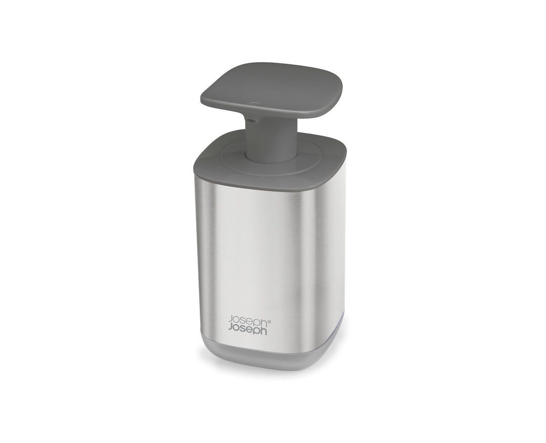 Joseph Joseph Dispenser di Sapone Igienico Easy-Push in Acciaio Inossidabile Grigio - 350 ml, Pompa Larga e Antigoccia