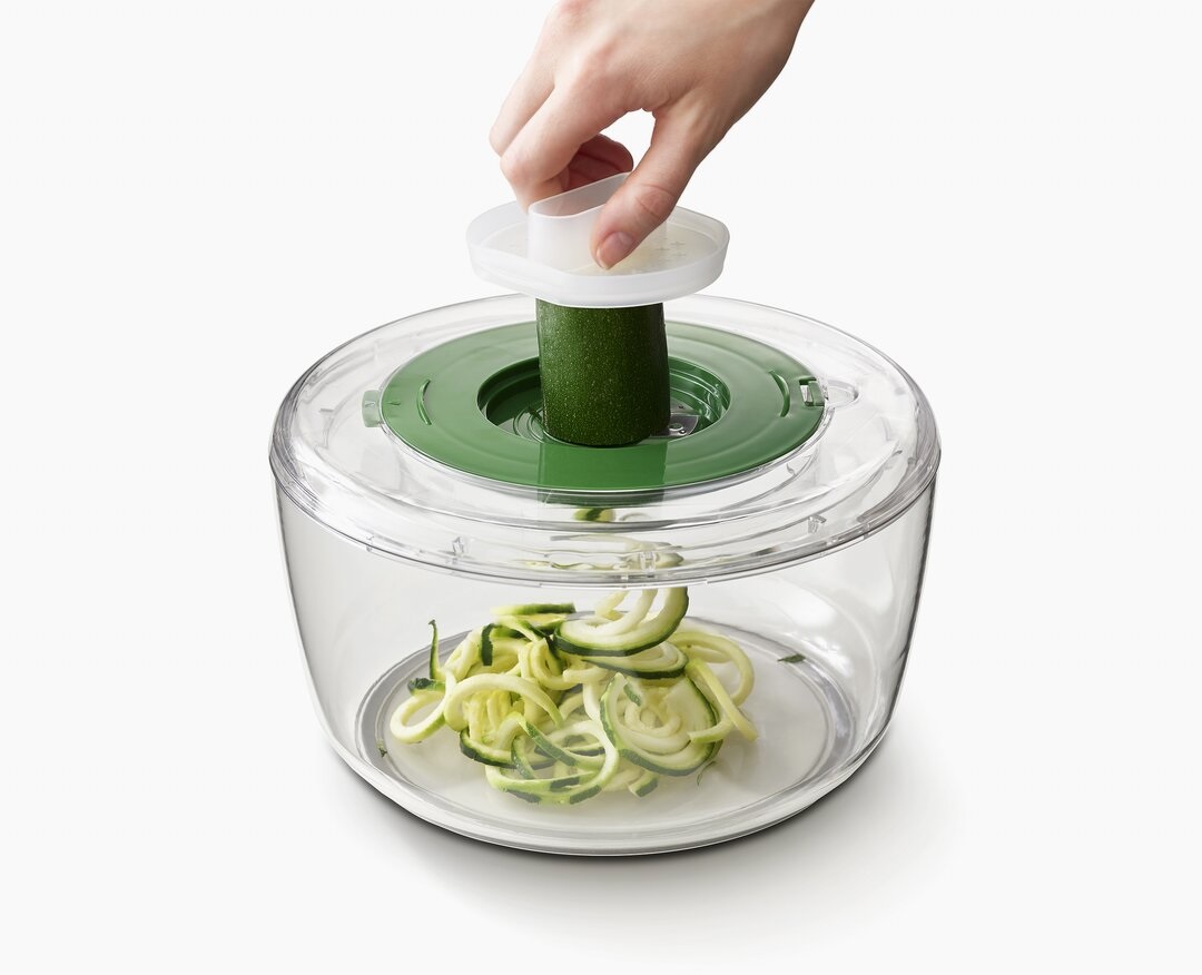 Joseph Joseph Multi-Prep Set per Preparazione Insalata, 4 Pezzi con Centrifuga, Taglierina a Spirale, Affettatrice e Grattugia, Contenitore Compatto, Multicolore