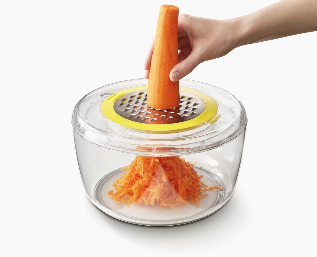 Joseph Joseph Multi-Prep Set per Preparazione Insalata, 4 Pezzi con Centrifuga, Taglierina a Spirale, Affettatrice e Grattugia, Contenitore Compatto, Multicolore