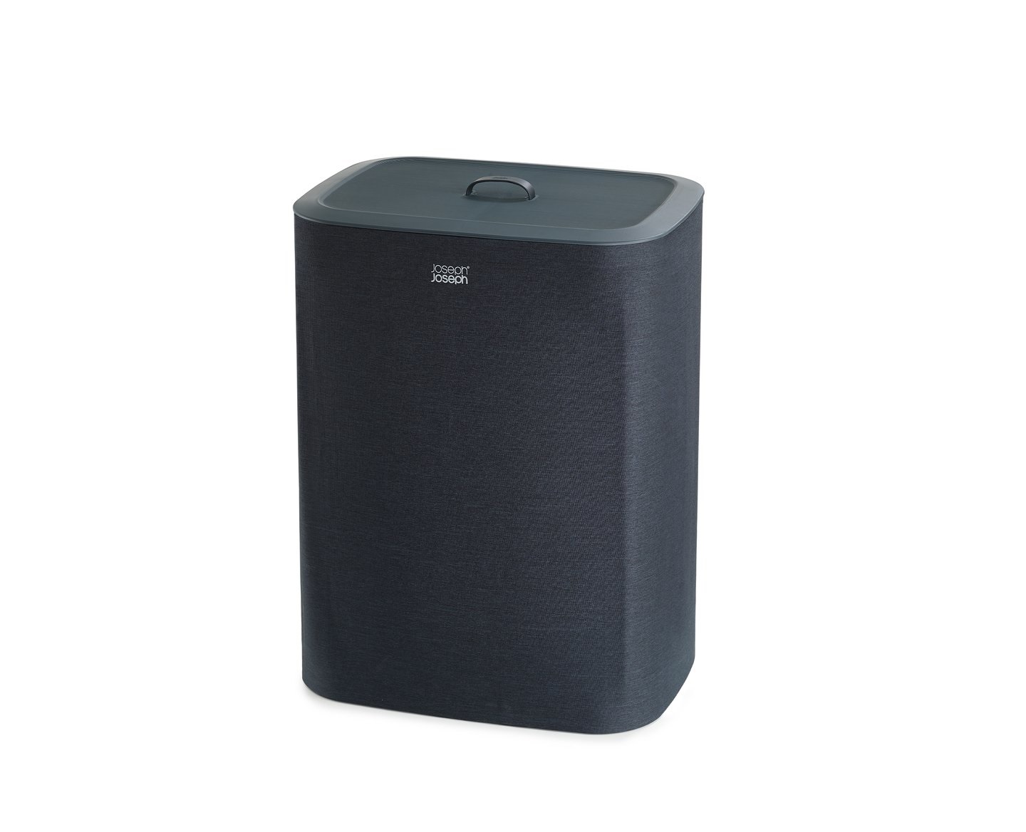 Joseph Joseph Tota Cesto Portabiancheria 90L con Coperchio, 2 Scomparti Separati e Sacchi Rimovibili in Cotone - Nero/Blu Scuro