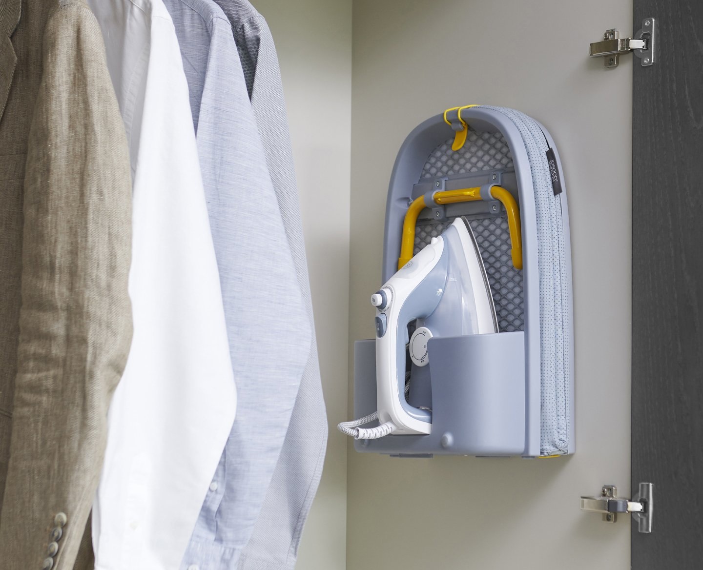 Joseph Joseph Copertura per Asse da Stiro Glide Plus - Cotone Nero/Blu, 130 x 38 cm, Tecnologia DripShield