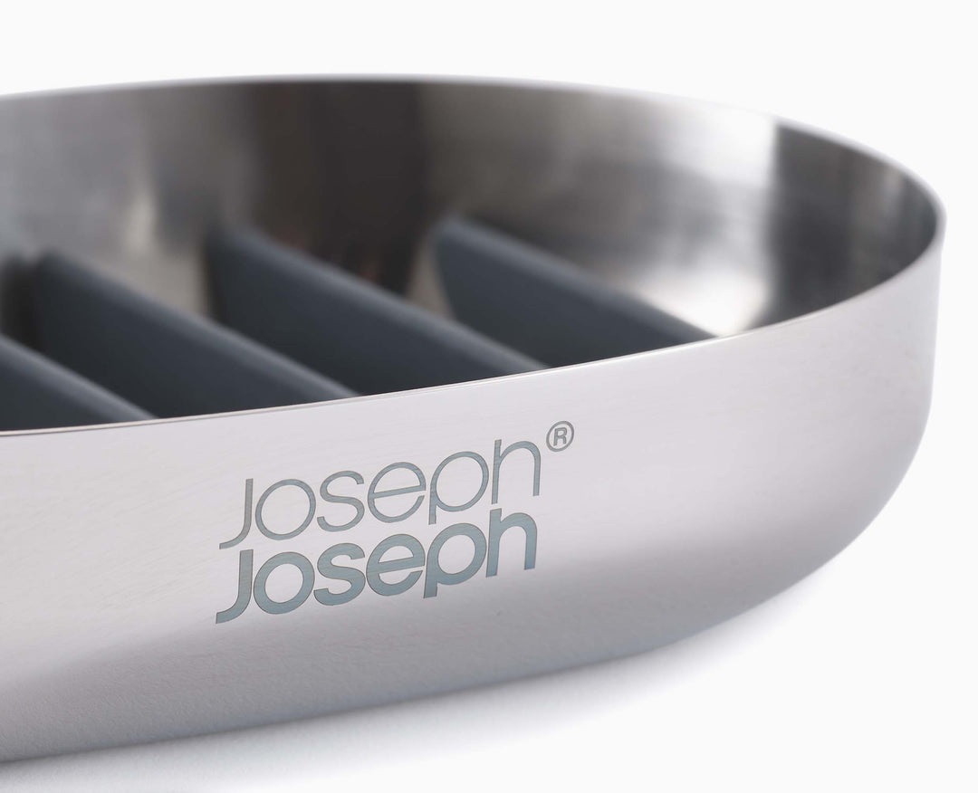 Joseph Joseph EasyStore Luxe Porta Sapone da Bagno in Acciaio Inox con Scolatura Rapida e Design Compatto